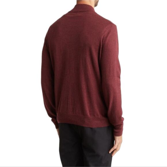 14th & Union Sweater Mens Small Burgundy Long Sleeve Cotton Cashmere Blend Zip - Picture 2 of 7
